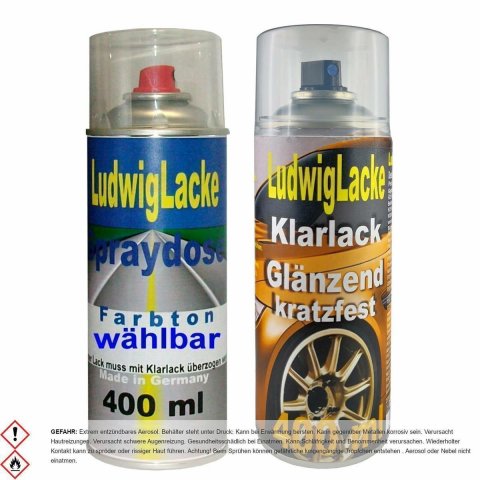 400ml Autolack Spraydose Bianco Argento (Farbcode: 205) für ihren Alfa Romeo und 400ml Klarlackspray von Ludwiglacke.