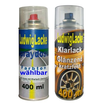400ml Autolack Spraydose Bleu de France (Farbcode: O61A) für ihren Dacia und 400ml Klarlackspray von Ludwiglacke.