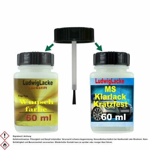 Lackstift Set je 60 ml Autolack & Klarlack für Audi in Alusilber M.  L5