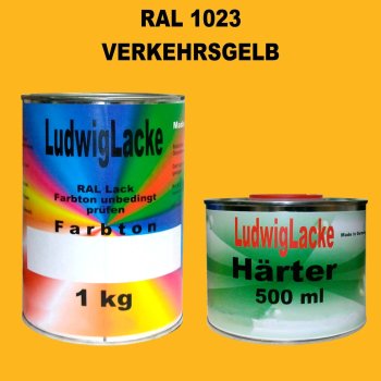 RAL 1023 1,5 kg SET Autolack Qualität GLÄNZEND...