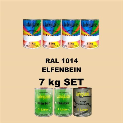 RAL 1014 MATT Autolack SET 7 kg incl. Härter und Acrylverdünnung