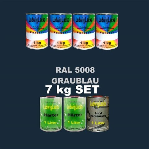 RAL 5008 MATT Autolack SET 7 kg incl. Härter und Acrylverdünnung