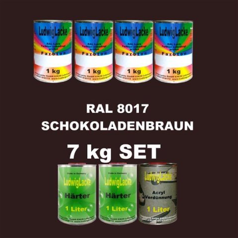 RAL 8017 MATT Autolack SET 7 kg incl. Härter und ...