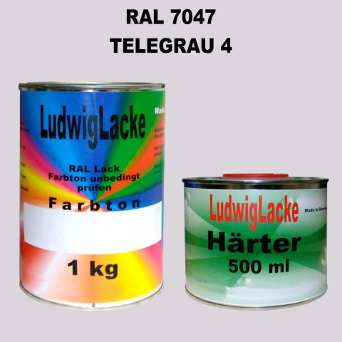 RAL 7047 1,5 kg SET Matt Autolack Qualität incl. 0,5 ltr. Härter