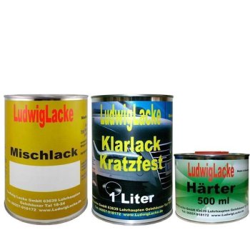 2,5 Liter Set im Wunschfarbton 1 Liter Lack+1Liter Klarlack+0,5Liter Härter