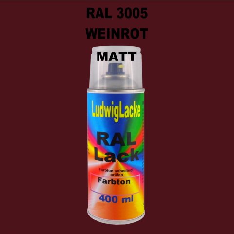 RAL 3005 WEINROT Matt 400 ml 1K Spray