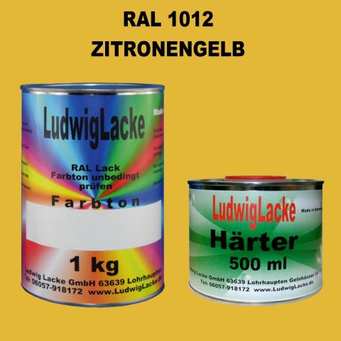 RAL 1012 1,5 kg SET seidenmatt Autolack Qualität incl. 0,5 ltr. Härter
