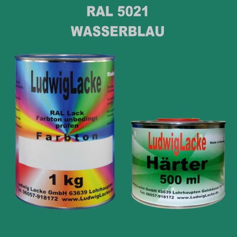RAL 5021 1,5 kg SET seidenmatt Autolack Qualität incl. 0,5 ltr. Härter
